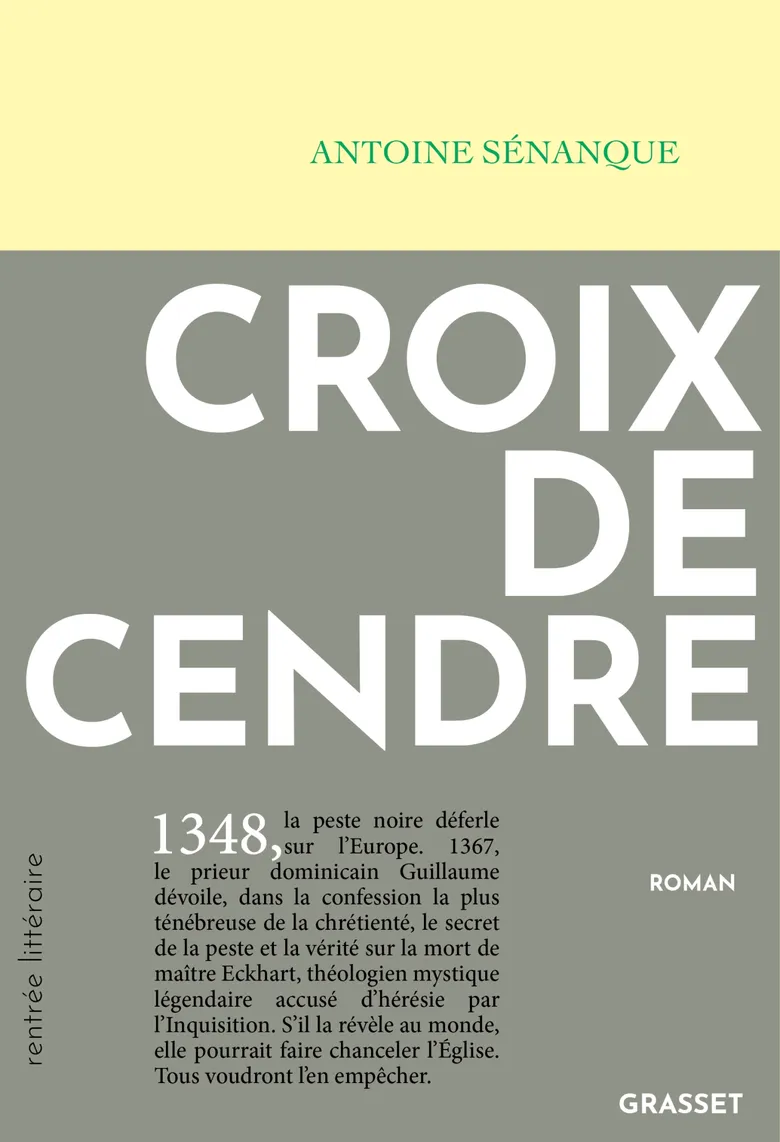 Couverture Jaune et grise avec titre "croix de cendre" en majuscule